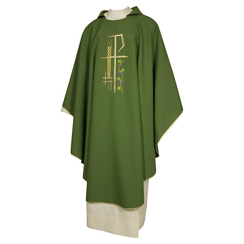 Casula sacerdotale 100% poliestere croce spiga foglia 1