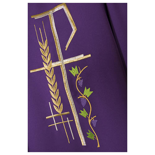 Priest Chasuble with cross wheat and leaf in polyester 6