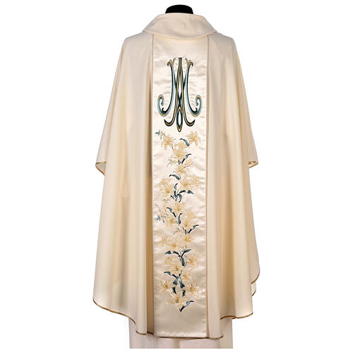 Chasuble sacerdotale 100% pure laine naturelle fleurs Vierge 5
