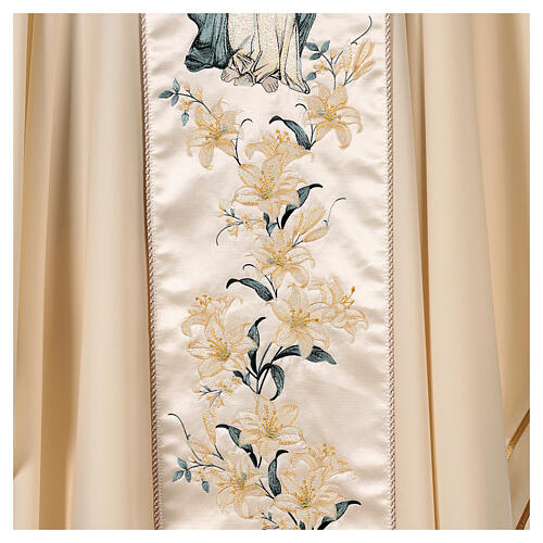 Chasuble with Mary and Flowers in 100% Wool 3