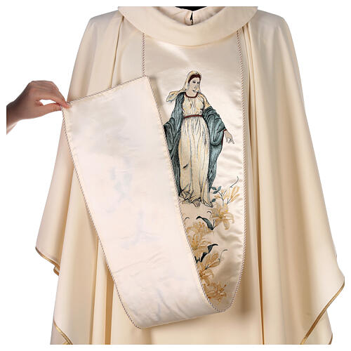 Chasuble with Mary and Flowers in 100% Wool 8