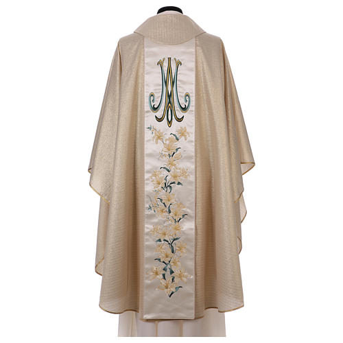 Chasuble Mary and flowers 93% wool, golden 5