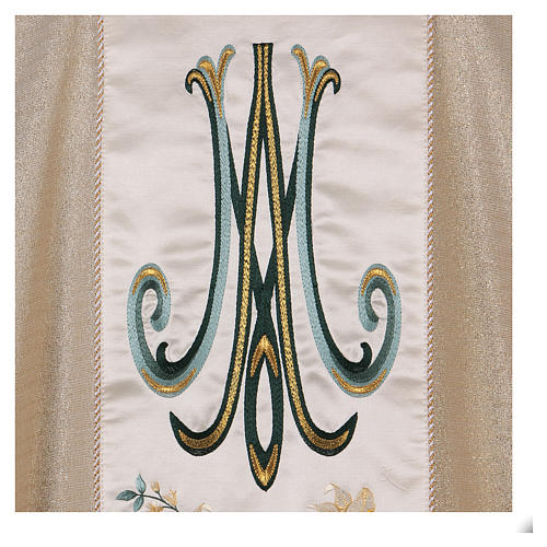 Chasuble Mary and flowers 93% wool, golden 6