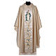 Chasuble Mary and flowers 93% wool, golden s1