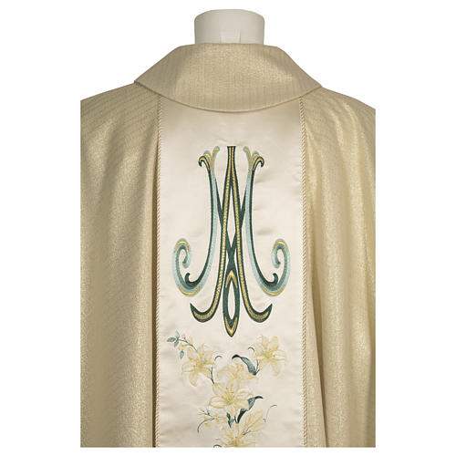 Chasuble Mary and flowers 93% wool, stripes 3