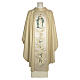 Chasuble Mary and flowers 93% wool, stripes s1