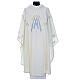 White Chasuble with Marian symbol embroidery in polyester s1
