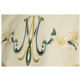 Chasuble Marian symbol with flower decorations, golden effect