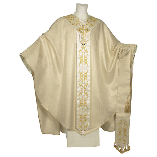 Pure Silk Medieval Chasuble with Flower Embroidery 1