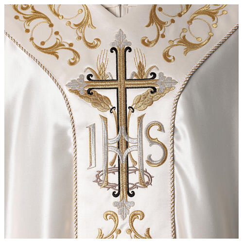 Pure Silk Medieval Chasuble with Flower Embroidery 2