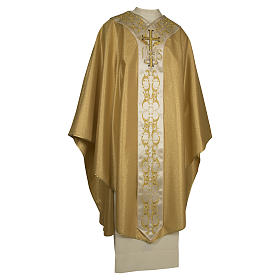 Messgewänder: Goldene Kasel IHS und Kreuz Wolle und Lurex