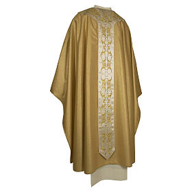Messgewänder: Goldene Kasel IHS und Kreuz Wolle und Lurex