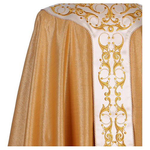 Chasuble in wool and lurex IHS and cross, gold 5