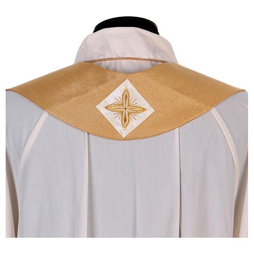 Chasuble in wool and lurex IHS and cross, gold 9
