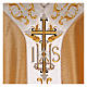 Chasuble in wool and lurex IHS and cross, gold s2