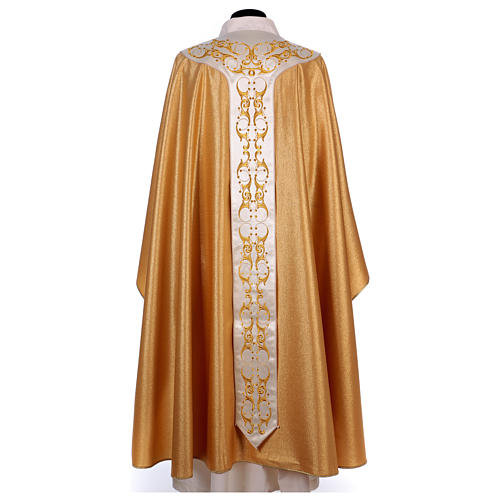 Gold Priest Chasuble in wool and lurex IHS and cross 4