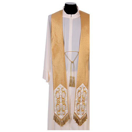Gold Priest Chasuble in wool and lurex IHS and cross 6