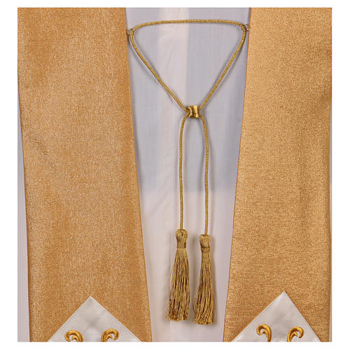 Gold Priest Chasuble in wool and lurex IHS and cross 7