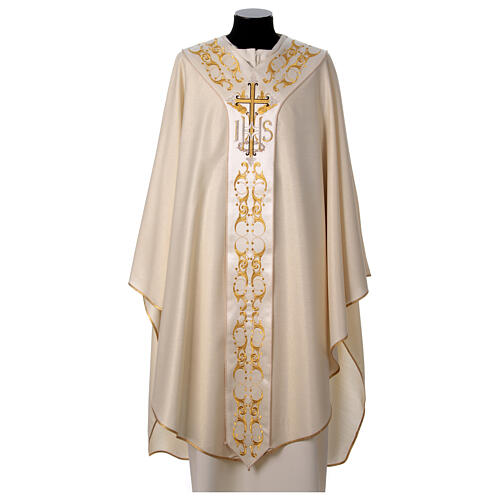 Catholic Chasuble in 90% wool 10% lurex with Cross and decorations 1