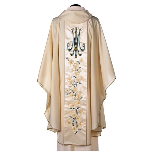 Chasuble in wool and lurex Madonna and flowers 5