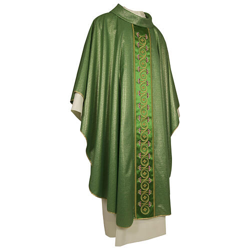 Chasuble in wool and lurex with flowers and plants 1