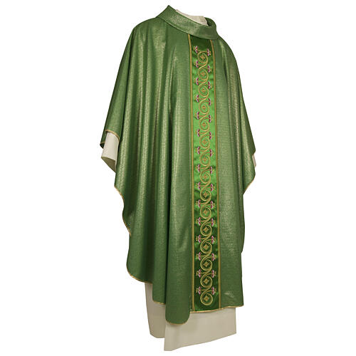 Chasuble avec fleurs et plantes pure laine vierge et lurex 1