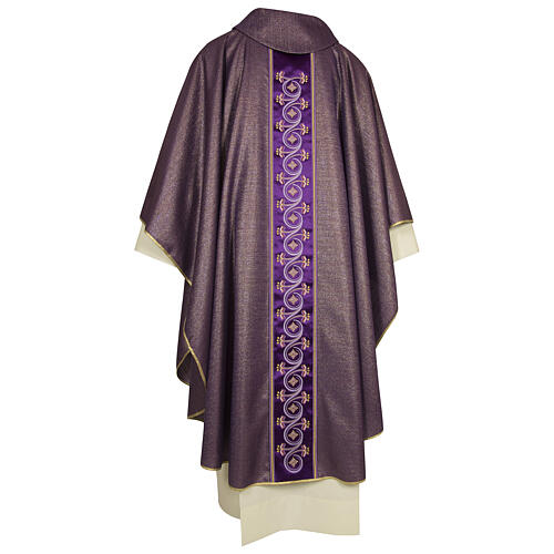 Chasuble in wool and lurex with flowers 1