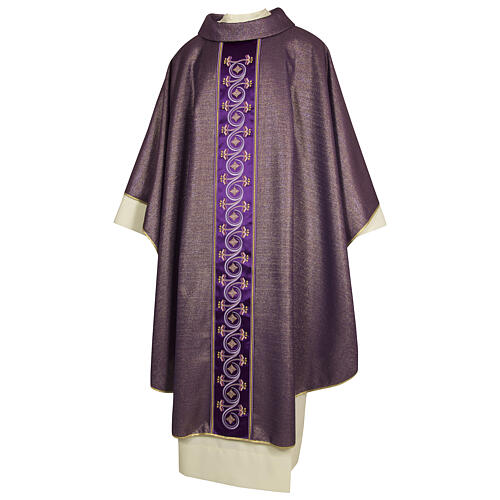Chasuble in wool and lurex with flowers 4
