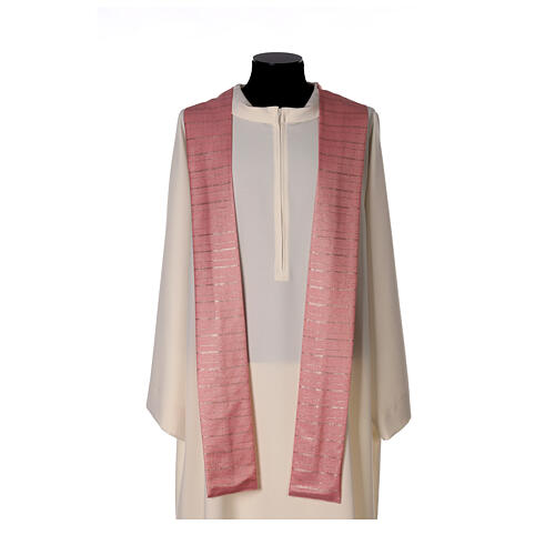 Chasuble 100% wool Tasmania with three crosses, pink 7
