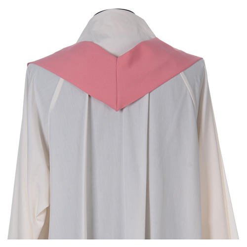 Casulla sacerdotal 100% poliéster con espigas cruz uva rosa 6