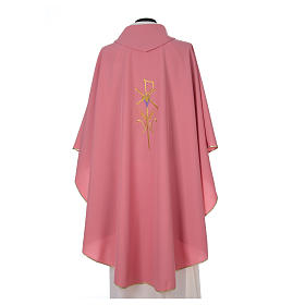Casula sacerdote 100% poliéster com trigo cruz uva cor-de-rosa