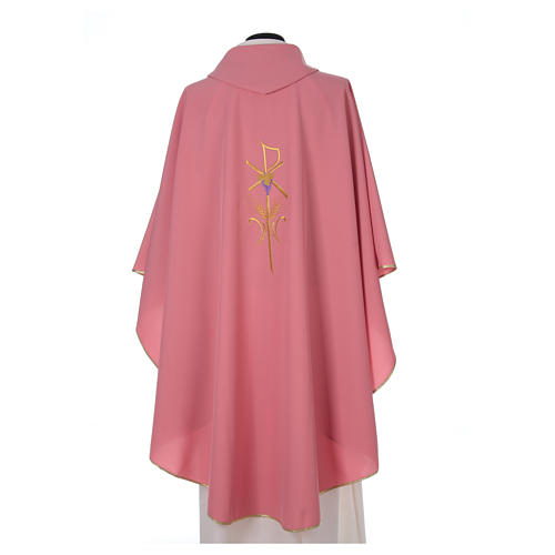 Casula sacerdote 100% poliéster com trigo cruz uva cor-de-rosa 2