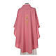 Pink Catholic Priest Chasuble with cross wheat and grapes in polyester s2