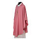 Pink Catholic Priest Chasuble with cross wheat and grapes in polyester s3