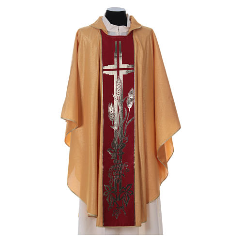 STOCK golden chasuble made of golden fabric and faille 50% wool SMALL DEFECT 1