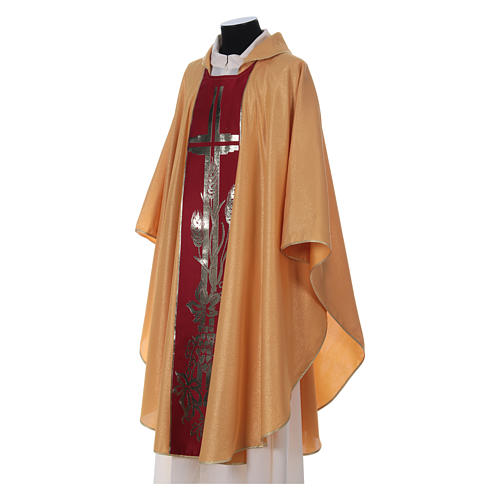STOCK golden chasuble made of golden fabric and faille 50% wool SMALL DEFECT 3