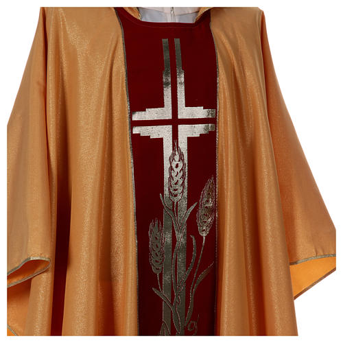 STOCK golden chasuble made of golden fabric and faille 50% wool SMALL DEFECT 4