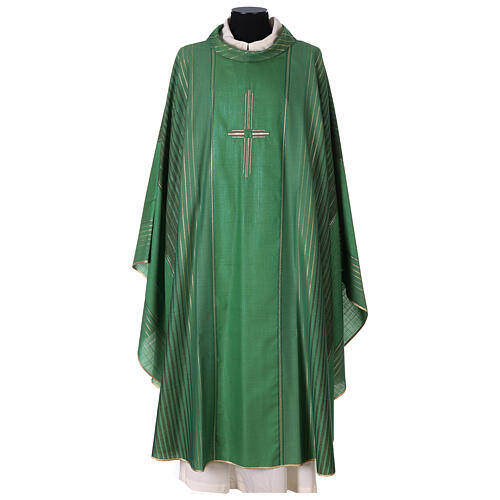 Striped chasuble, wool and lurex Gamma 1