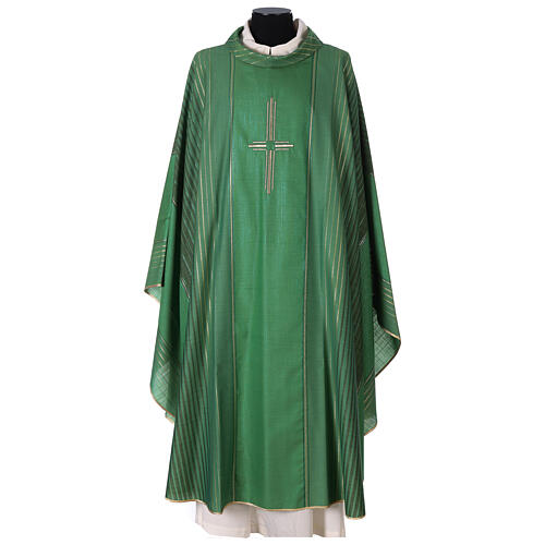 Striped chasuble in wool and lurex Gamma 1