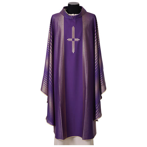 Chasuble in lurex wool with cross Gamma 1