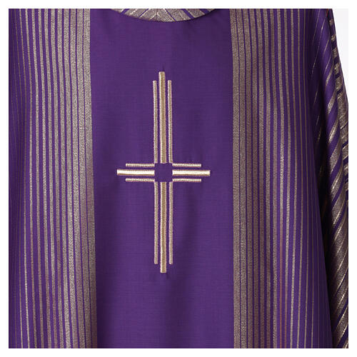 Chasuble in lurex wool with cross Gamma 2