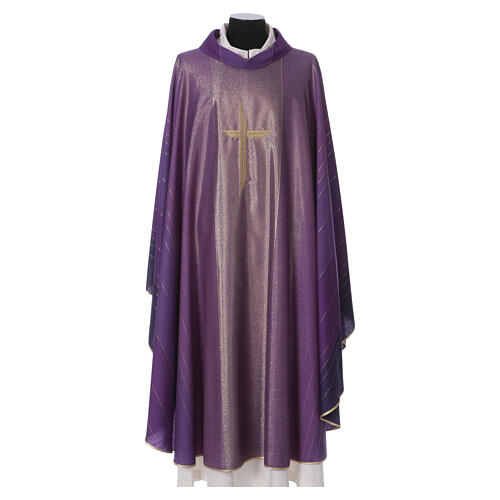 Kasel Wolle und Lurex Kreuz Maschinenstickerei Gamma 8