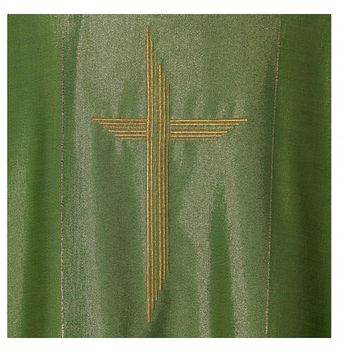 Wool and lurex chasuble, central cross machine embroidered Gamma 2