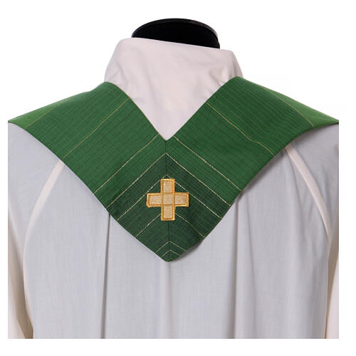 Wool and lurex chasuble, central cross machine embroidered Gamma 11