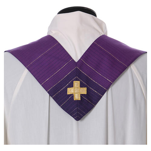 Wool and lurex chasuble, central cross machine embroidered Gamma 23