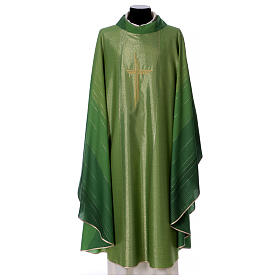 Priest chasuble with cross machine embroidered, wool and lurex Gamma