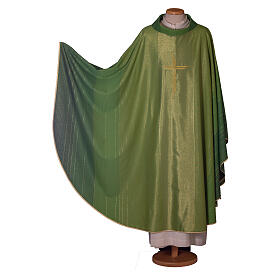 Priest chasuble with cross machine embroidered, wool and lurex Gamma
