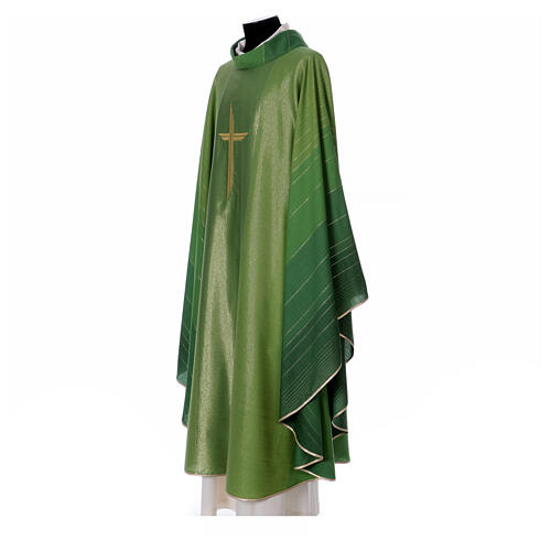 Priest chasuble with cross machine embroidered, wool and lurex Gamma 7