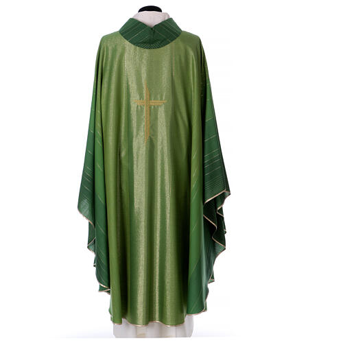 Priest chasuble with cross machine embroidered, wool and lurex Gamma 8