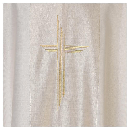 Priest chasuble with cross machine embroidered, wool and lurex Gamma 7